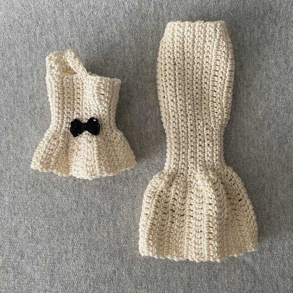 Handmade Crochet Cream Off White Top + Skirt Outfit for 29cm Doll 2-Piece Set - Picture 13 of 13